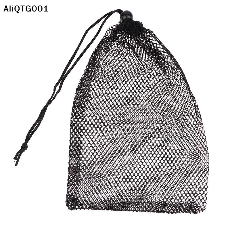 Sac à cordon en maille de Nylon Durable polyvalent noir pour la maison voyage activités de plein air pochette de rangement du linge avec sac de trucs