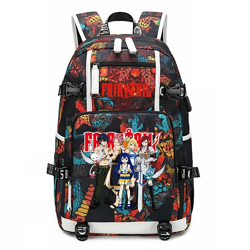 Sac à dos d'école imprimé Fairy Tail Anime, grande capacité, sac à livres pour adolescents et enfants, sac à dos de voyage décontracté