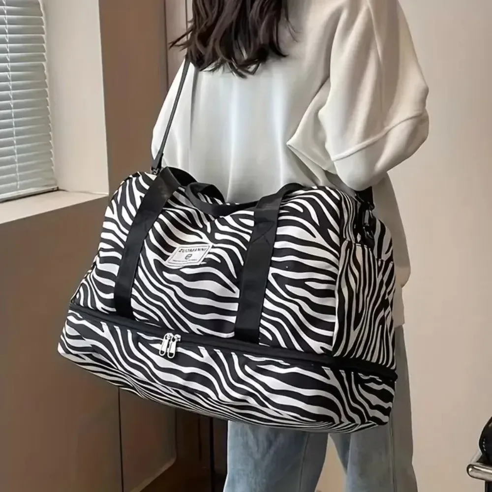 sac de voyage de grande capacité à la mode avec imprimé animal, sac de week-end en nylon, sac de voyage imperméable, sac à main, sac de sport, sac de gym