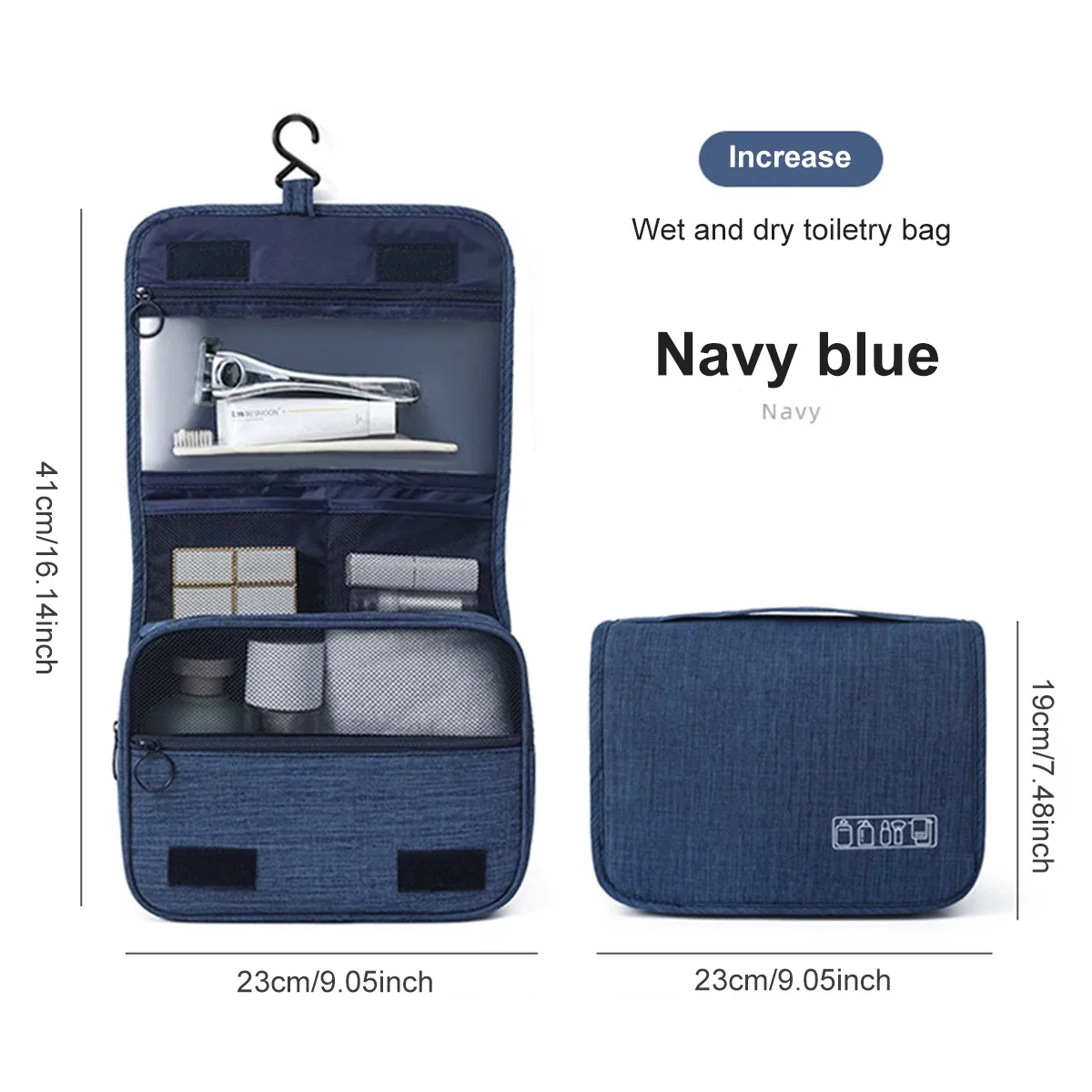 trousse de toilette de voyage de grande capacité, sac à cosmétiques portable multifonctionnel avec crochet, sac de rangement, sac de rangement de voyage pour hommes