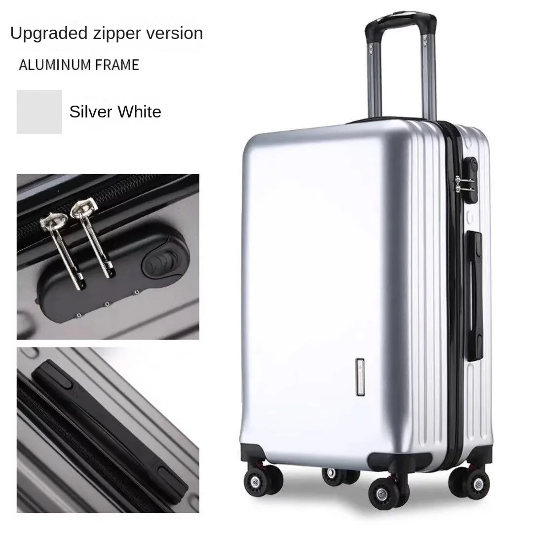 valise à main avec cadre en aluminium, 20 22 24 28 pouces, bagage roulant, cabine de voyage, boîtier de chariot, sac de voyage, verrouillage par mot de passe, fermeture éclair
