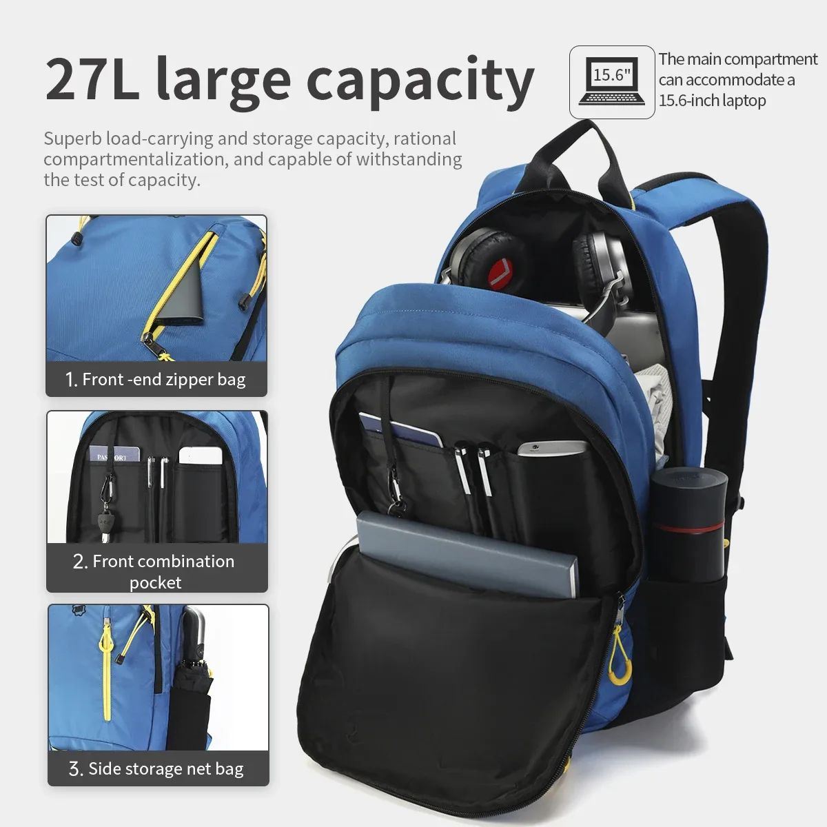 tigernu hommes sac à dos 15.6 pouces sacs à dos d'ordinateur portable pour hommes sac à dos décontracté sac mâle en plein air voyage sac à dos léger cartable sac à dos