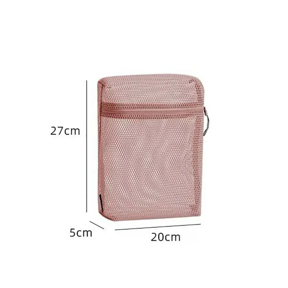 pochette de rangement en nylon décontractée, sac à cosmétiques en maille à main avec fermeture éclair, pochette en maille polyvalente pour femmes
