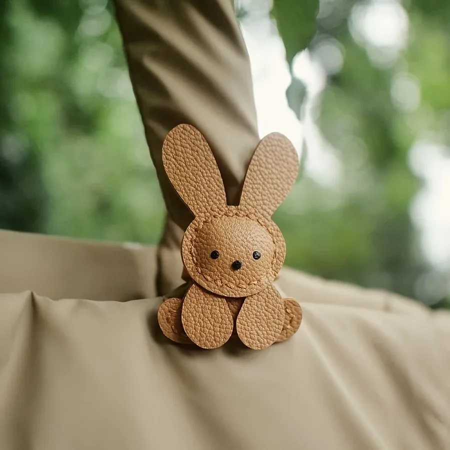 breloque de sac en forme de lapin mignon, 1 pièce, simili cuir synthétique léger avec boucle en acier inoxydable, adorable motif de lapin pour sacs à dos