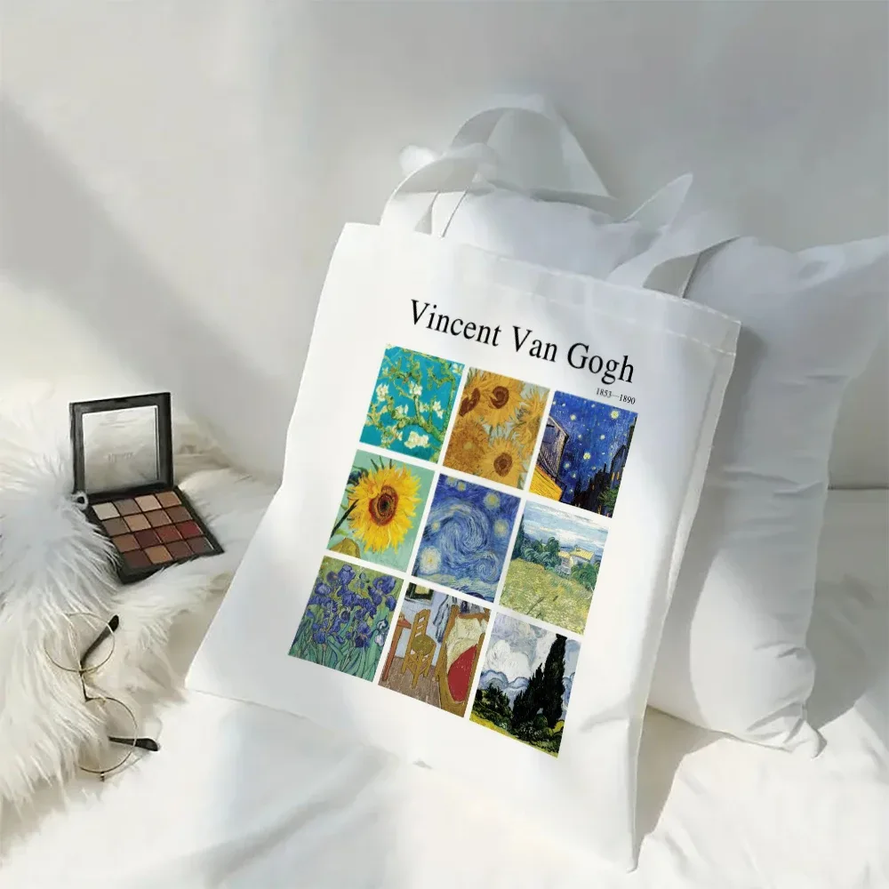 sac fourre-tout spacieux vincent van gogh, sac à bandoulière portable décontracté, sac de courses léger, grand sac réutilisable