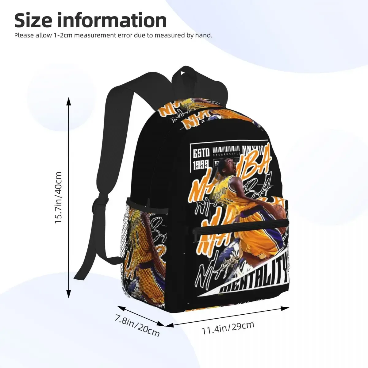 kobe bryant étudiant sac à dos sac d'école randonnée voyage sac à dos pour hommes femmes mode bookbag sacs à bandoulière