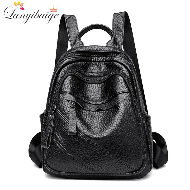 Sac à dos en cuir de grande capacité pour femme, sacs d'école vintage, sac à dos de voyage, sac à livres pour femme, sacs à main, haute qualité