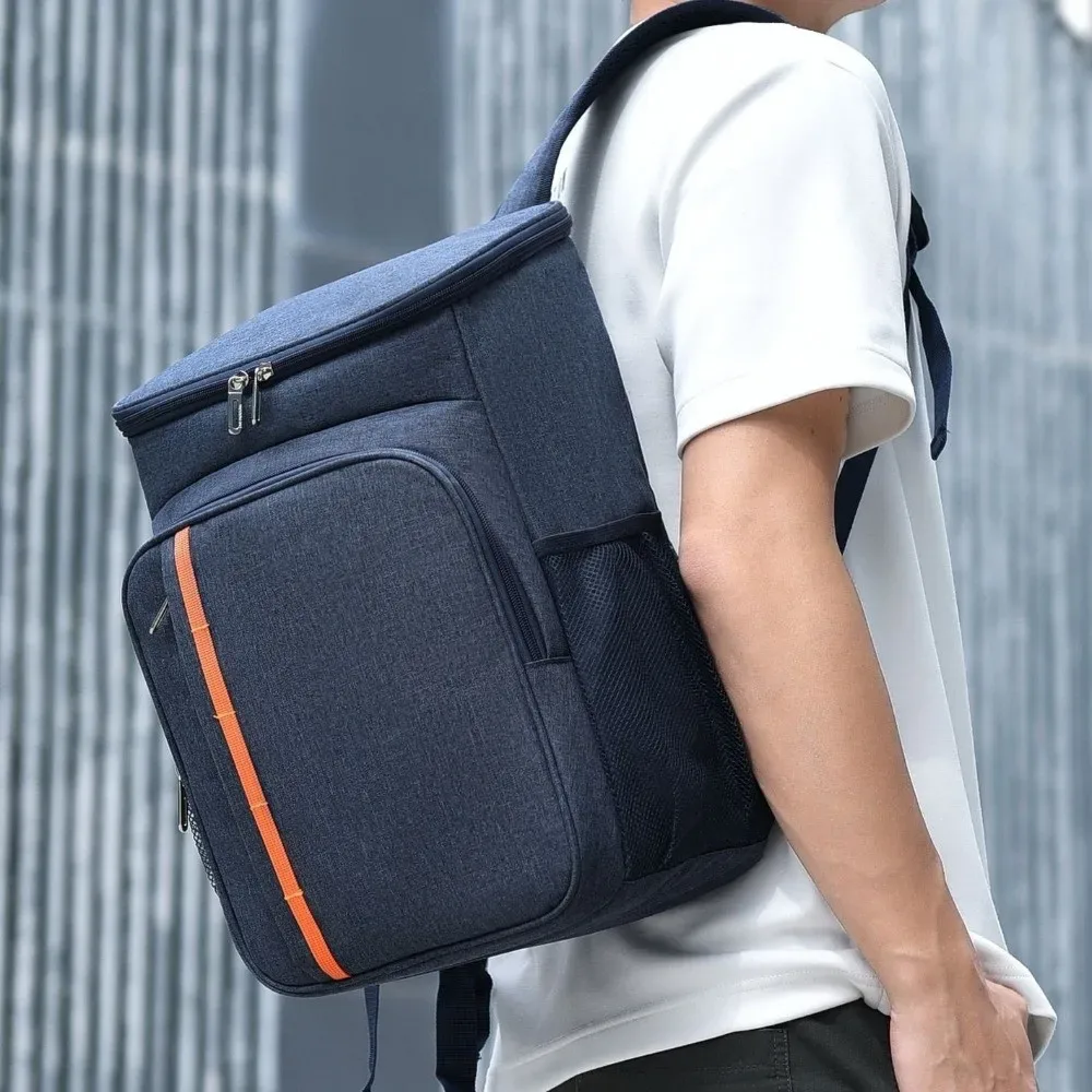 sac à dos isotherme double épaule en oxford, sac repas thermique portable, sac isotherme tendance épaissi grande capacité