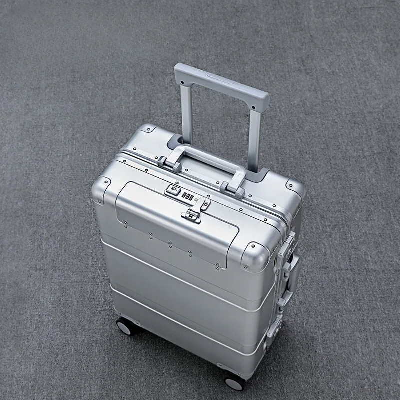 valise à roulettes tout en aluminium pour hommes et femmes, bagage à main de voyage, 20 pouces, haute qualité, dernier cri