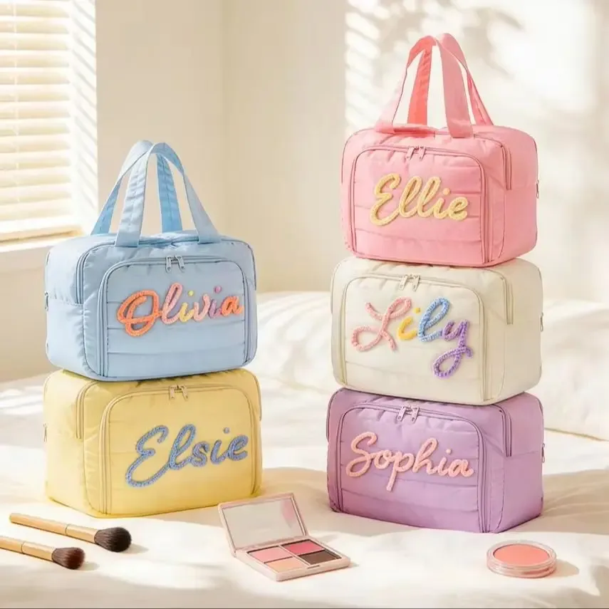 Sac de toilette extensible et pliable personnalisé, sac de toilette de voyage personnalisé avec crochet de suspension, cadeau pour demoiselle d'honneur