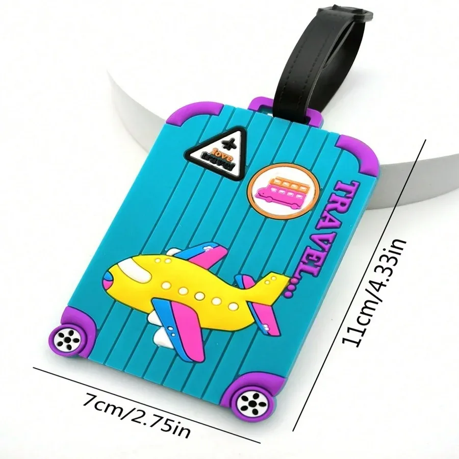 étiquettes de bagage en pvc souple, motif d'avion, étiquette de bagage mignonne, étiquette de valise créative, dessin animé, passe d'embarquement, accessoires de voyage en avion