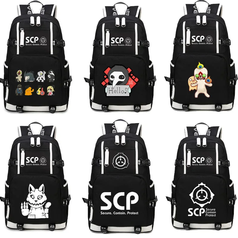 sac à dos scp secure contain protect, cartable noir, sacs d'école de dessin animé, sac à dos de voyage lumineux, sacs initiés par ordinateur portable usb