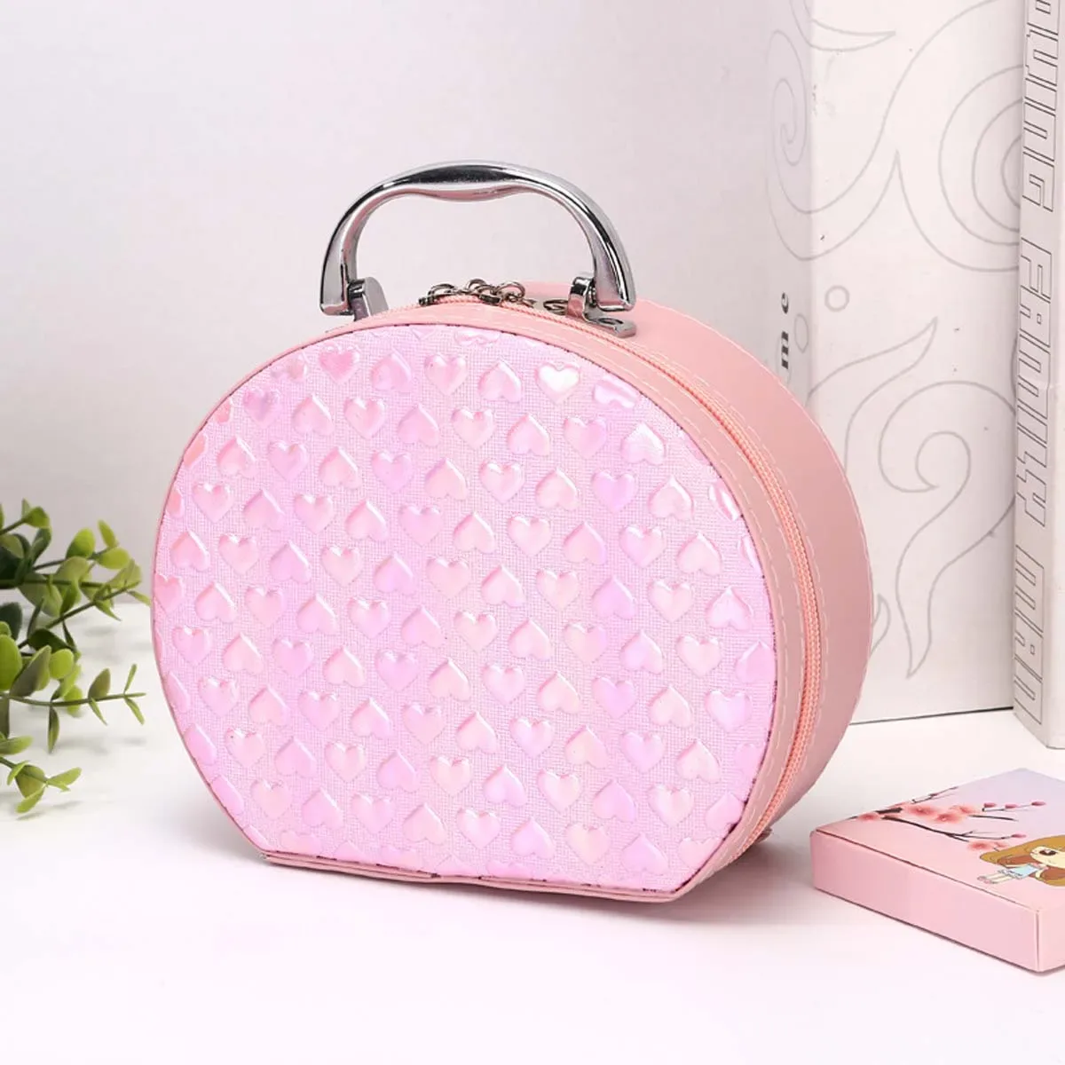 trousse de maquillage portable en forme de cœur pour femme, sac de rangement portable, grande capacité, trousse de voyage, trousse à pinceaux de maquillage, nouveau