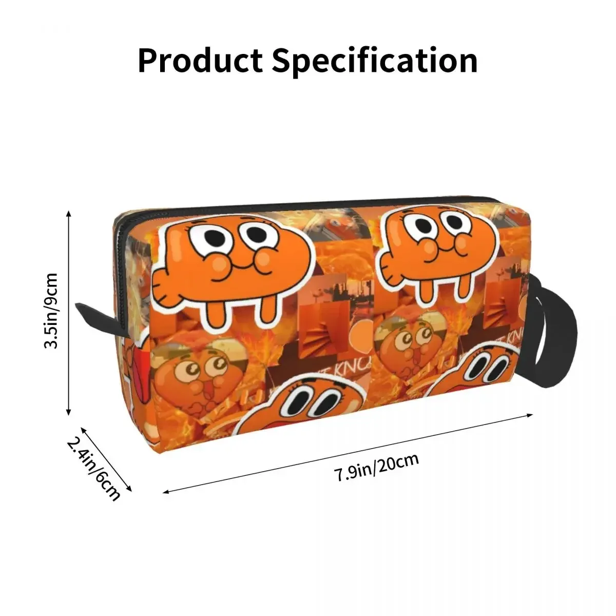 darwin watterson the amazing world of gumball anime makeup bag trousse de rangement pour cosmétiques et articles de toilette pour femmes, trousse à crayons