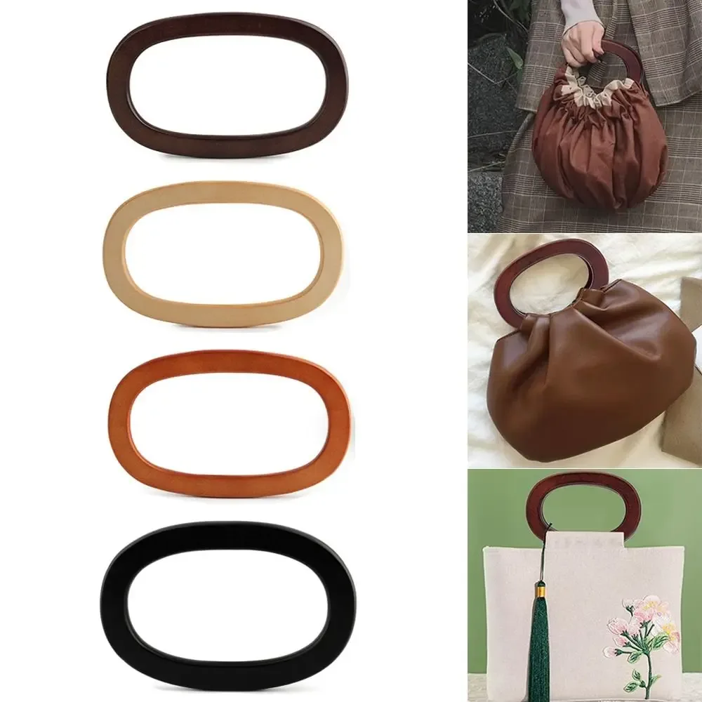 poignée de sac ovale en bois faite à la main diy 17,3*10cm, poignées de sac, bandoulière, sac au crochet