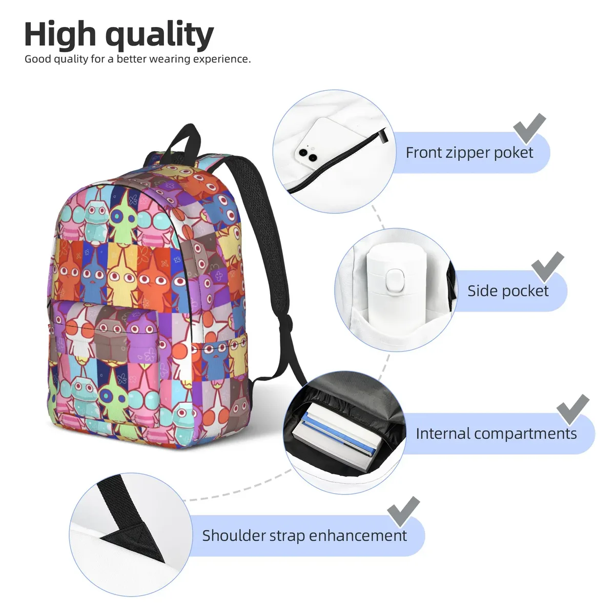 pikmins cool backpack, sac à dos léger pour étudiants, sac à dos pour jeux vidéo, pour hommes et femmes, sacs en toile pour ordinateur portable