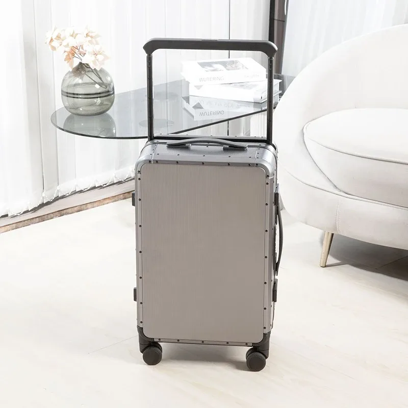 valise de voyage en aluminium avec poignée large, grande taille 24 pouces, valise en métal avec serrure tsa, b