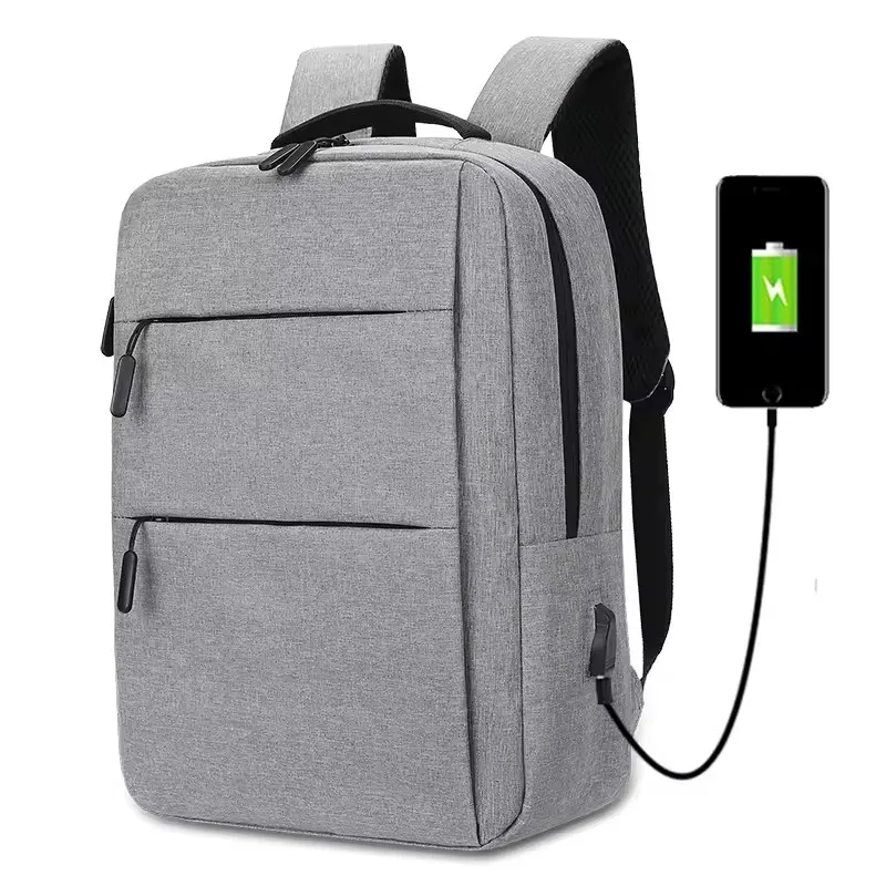 sac à dos d'affaires à double fermeture éclair, sac d'ordinateur étanche, sac de voyage lancé décontracté, sac de sport avec port de chargement usb
