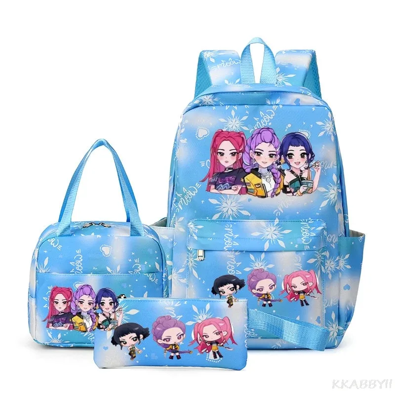 ensemble de 3 sacs à dos kpop demon hunters, sac d'école, sac à déjeuner, trousse à crayons, cadeau de rentrée scolaire pour fille, mochila de loisirs, sacs de voyage pour adolescents