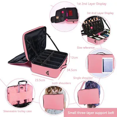étui à pinceaux de maquillage, sacs de maquillage, valise de maquillage professionnelle complète pour femmes, vanité maleta maquillaje, boîte de rangement d'outils pour ongles