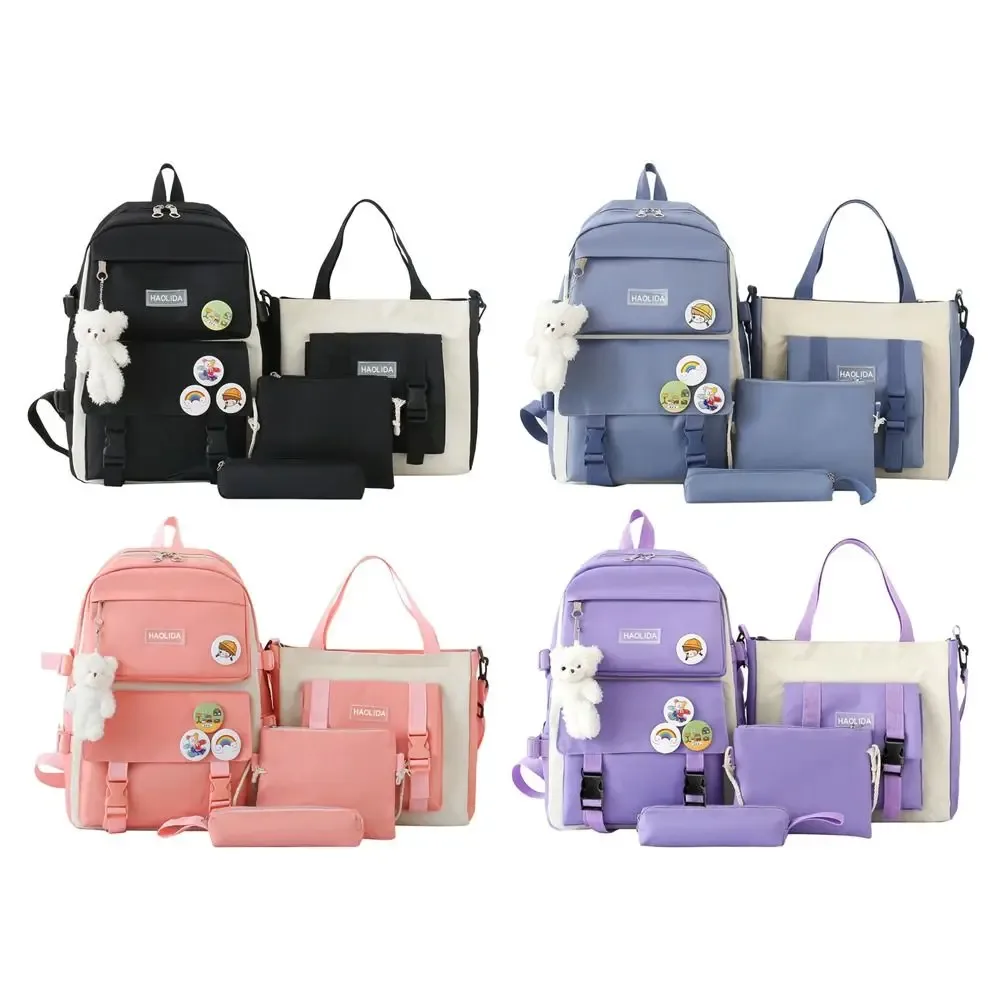 ensemble de 4 pièces : sac à dos multifonctionnel 4 en 1, grande capacité, tendance, décontracté, respirant, pour l'école et l'université.