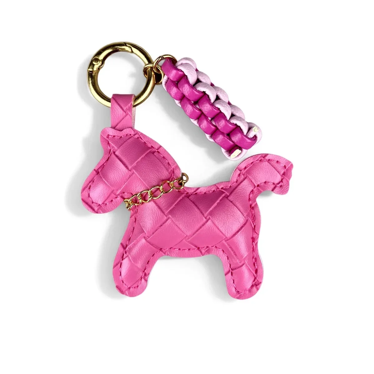 porte-clés mignon en cuir pu et breloque de sac en cuir tressé - breloque de sac mini cheval pour sac à main, sac à dos, clés de voiture - pendentif animal - cadeau