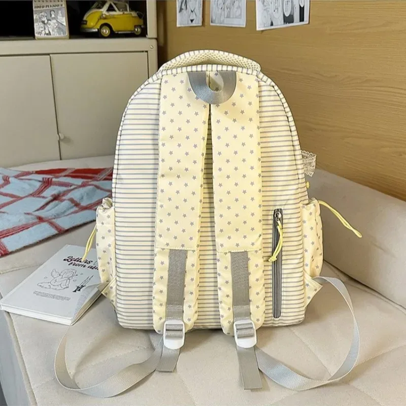 sac à dos d'étudiant stripe star, grande capacité, sacs à dos tendance, portables et légers, mochilas mujer, bolsas feminina