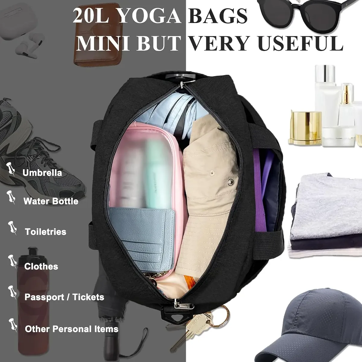 petit sac de sport pour femmes et hommes, sac de voyage léger, sac de cabine, mini sac de sport, sac de voyage pour le sport et les séjours de courte durée