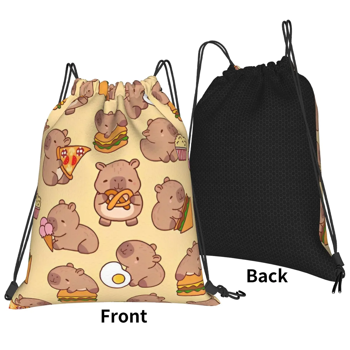 Sac à dos à cordon de serrage Capybara mignon, sac de sport résistant à l'eau, sac à cordon pour le yoga, 36 cm (largeur) x 43 cm (hauteur)