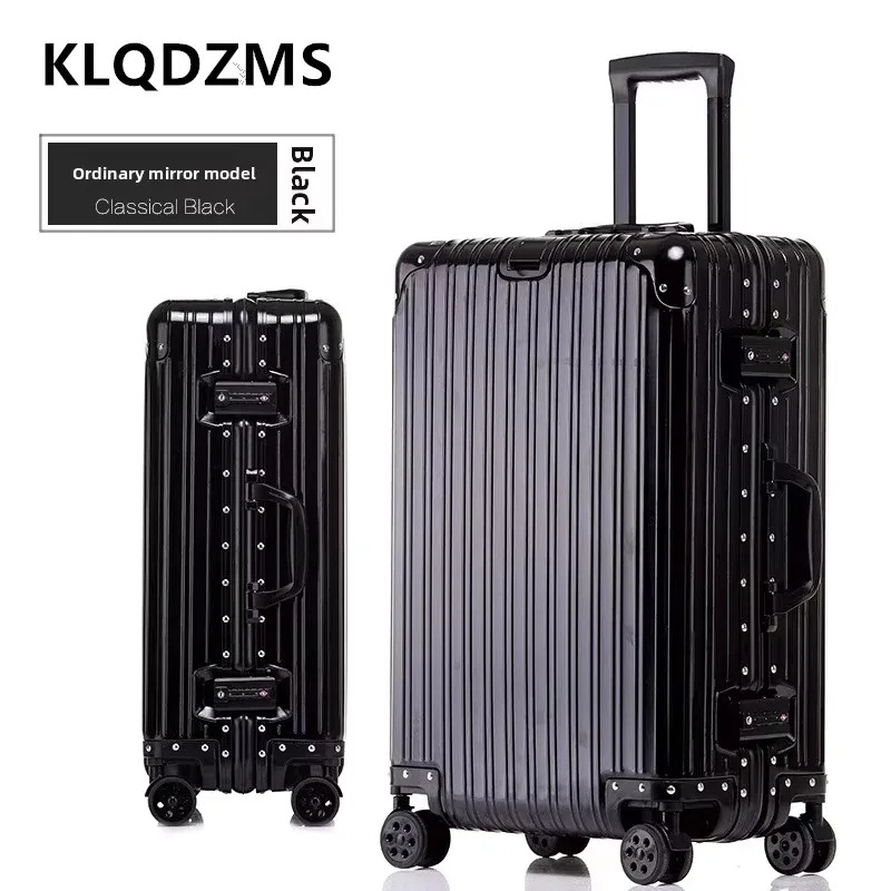 klqdzms – bagages allemands en alliage d'aluminium et de magnésium, valise de cabine de 20 pouces, grande capacité de 28 pouces, valise de voyage en cuir pour affaires