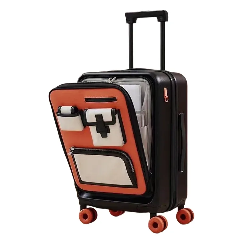 valise à main extensible à ouverture frontale de 20 pouces, avec roulettes et serrure tsa, bagage d'affaires au design de luxe