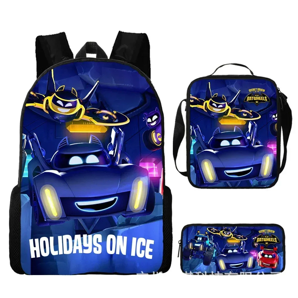 sac à dos d'école à roulettes de chauve-souris, sac à déjeuner, ensemble de trousse à crayons, cadeau pour enfants étudiants