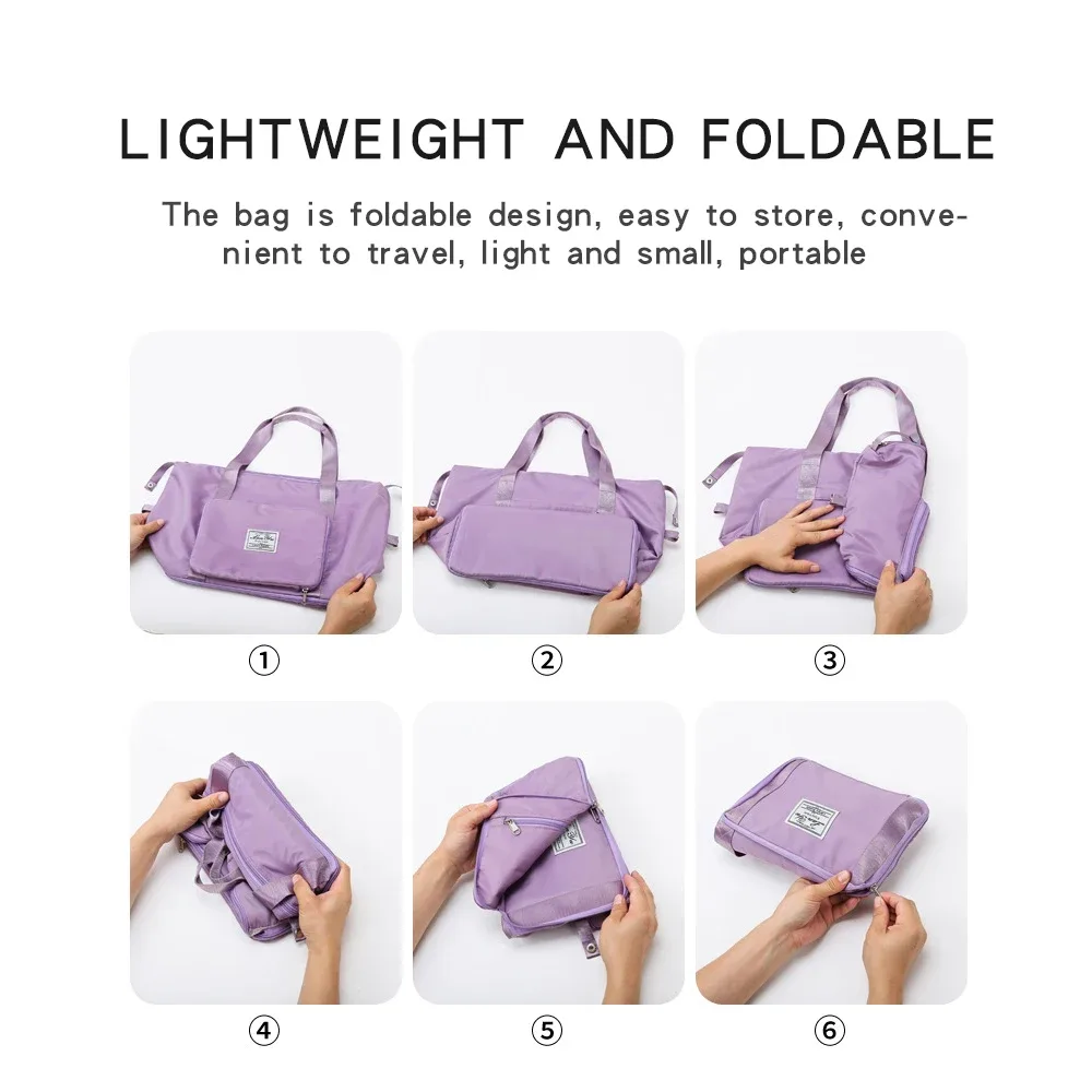 sac de voyage de grande capacité, sac de voyage pliable et extensible, séparation sèche et humide, sac de voyage portable pour la nuit