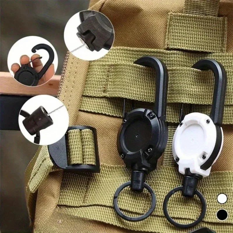 1PC Porte-clés rétractable en câble métallique pour hommes, accessoires de sac à dos pour l'extérieur, porte-clés polyvalent et durable