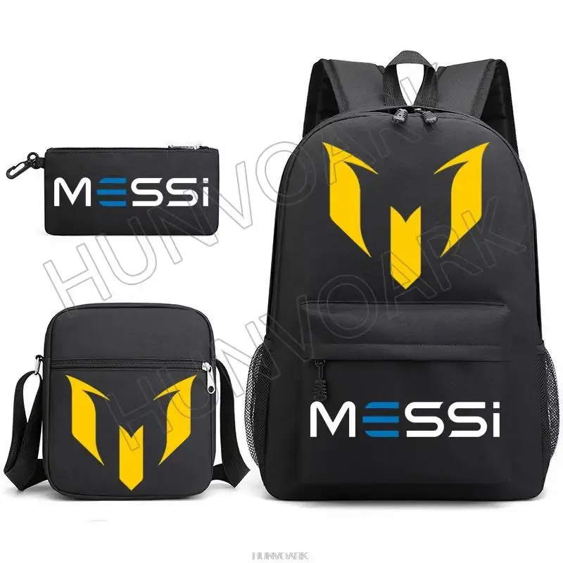 sac à dos super stars messi pour enfants, football, école, voyage, ordinateur portable, adolescents, étudiants, femmes, hommes, 3 pièces