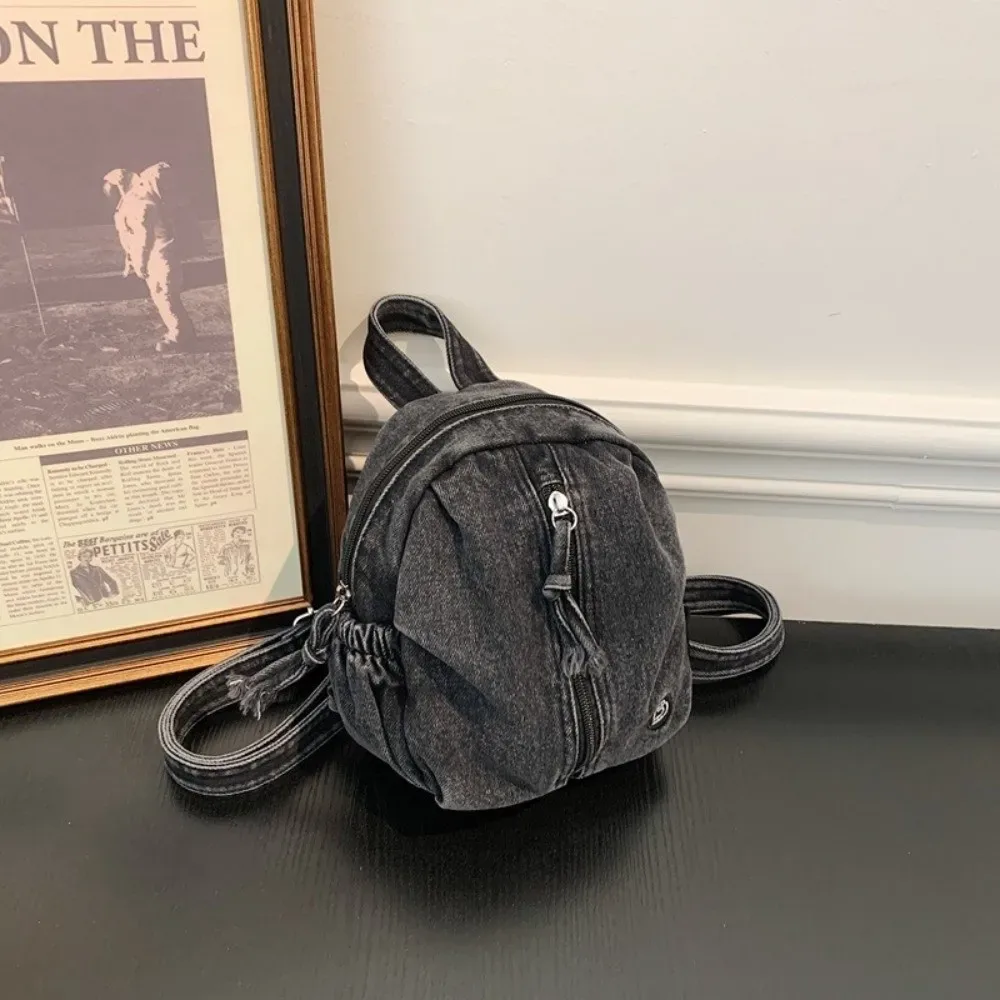 sac à dos en jean doux, style vintage délavé, léger, sac bandoulière polyvalent, mini sac de voyage, printemps-été