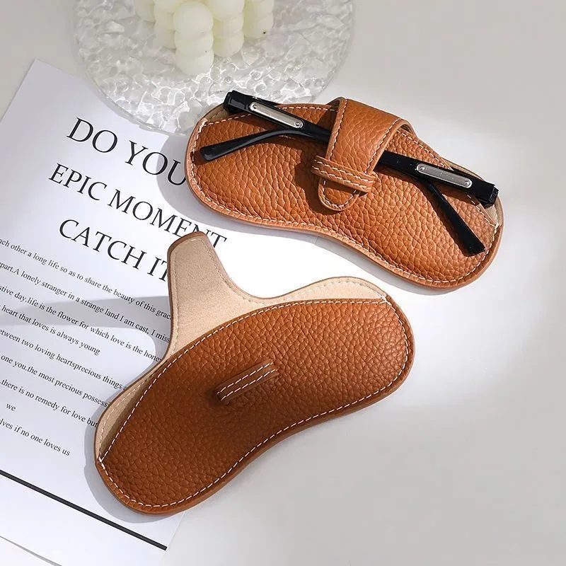 Étui à lunettes en cuir véritable personnalisé, sac à lunettes portable pour myopie, sac de rangement pour lunettes de soleil, housse de protection simple, mode gratuite