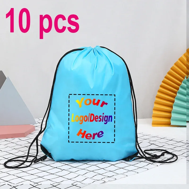 sac à dos personnalisé avec proximité wstring, sac de voyage en plein air, de dehors, d'entraînement, de chaussures de bug astique, impression de logo, cadeau personnalisé, 10 pièces/lot