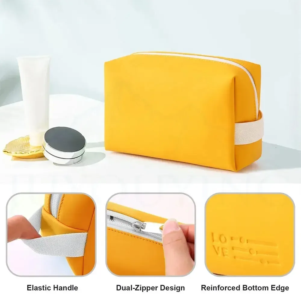sac de maquillage portable en cuir pu, style ins, pochette cosmétique imperméable, sac de rangement léger multifonctionnel pour articles de toilette