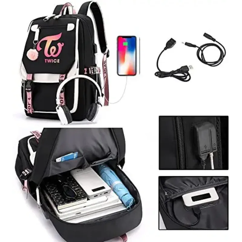 anime carte captor sakura sac à dos en nylon livre scolaire étudiant sacs de voyage ordinateur portable décontracté port usb sac de messager