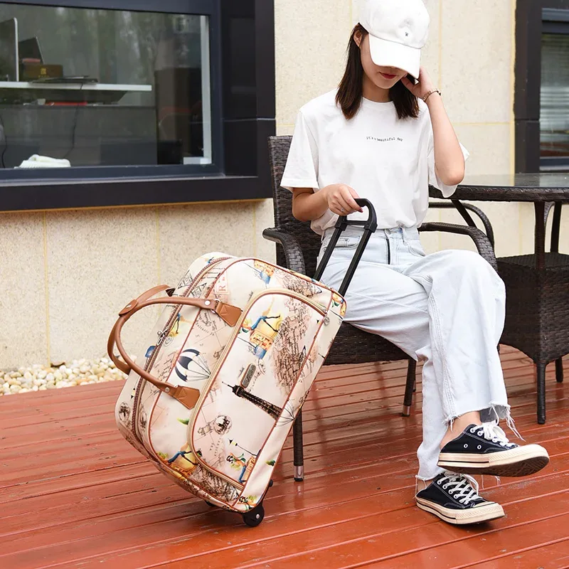 valise de voyage de grande capacité pour femmes, sacs à roulettes, oxford, bagages roulants étanche, sac de voyage avec roulettes