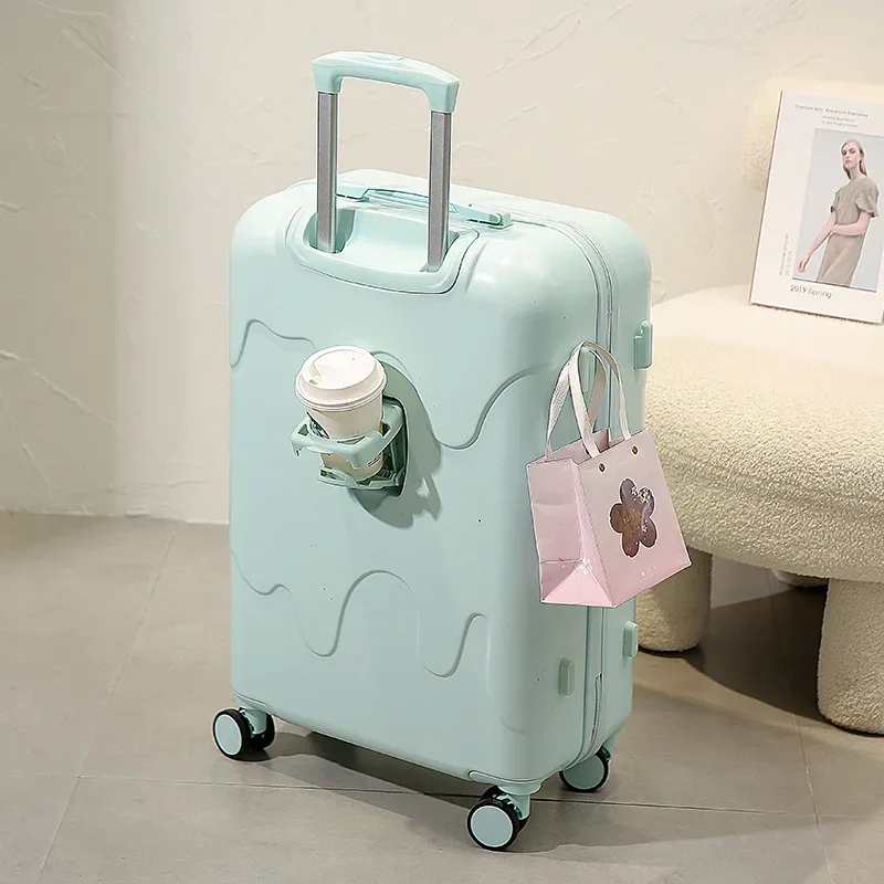 valise à roulettes de type crème glacée pour étudiants, valise à roulettes à quatre roues, bagage multifonctionnel, style mignon, boîte à serrure pour garçons, voyage, nouveau, 2025