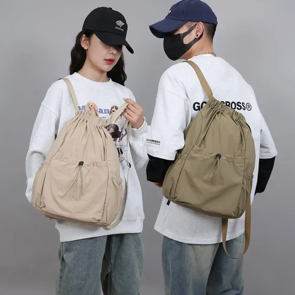 sac à dos léger à cordon de serrage pour hommes et femmes, sac pliable universel de grande capacité pour les déplacements en plein air et les loisirs
