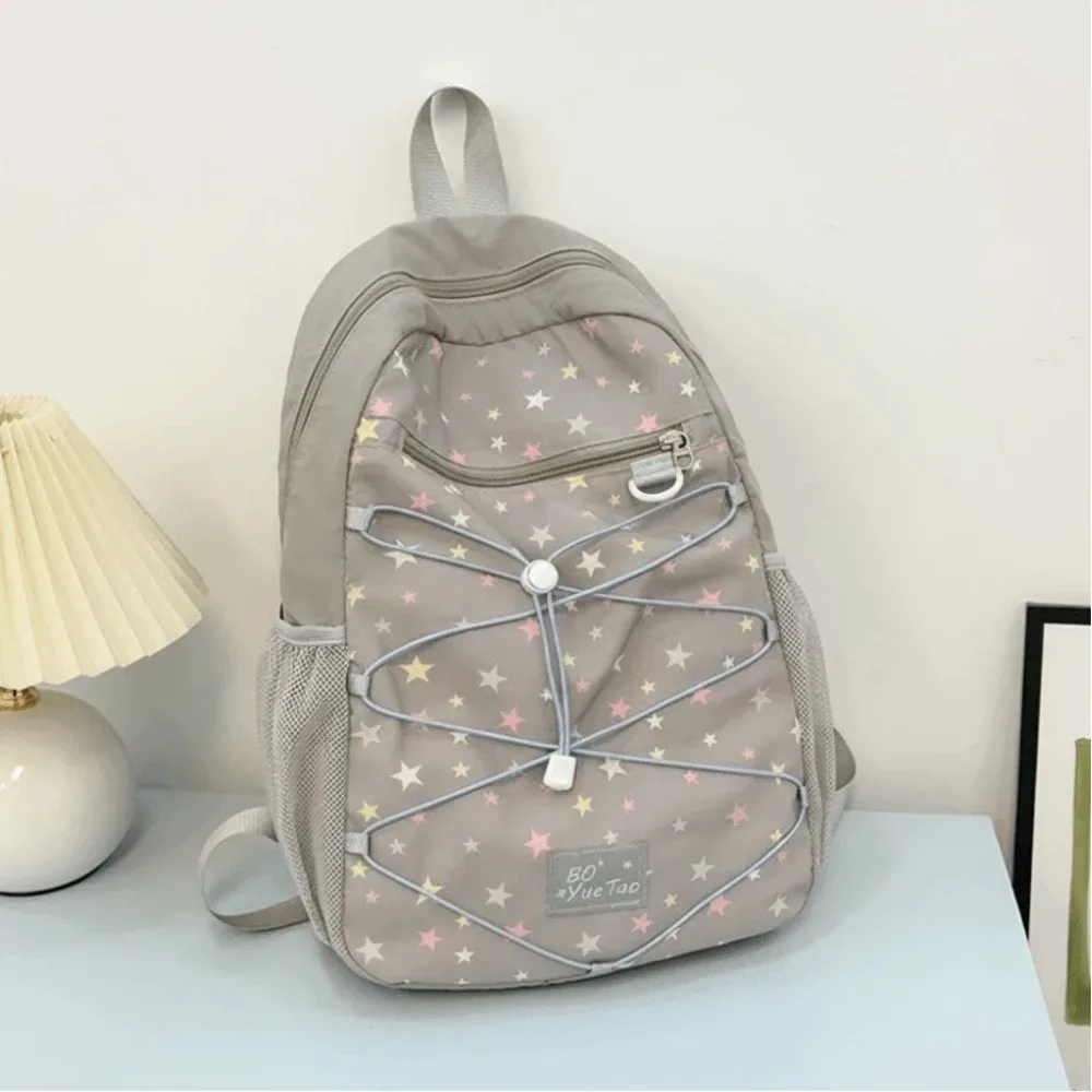 sac à dos d'extérieur tendance en nylon, résistant à l'usure, imprimé étoiles, style coréen, grande capacité, pour femmes et étudiants
