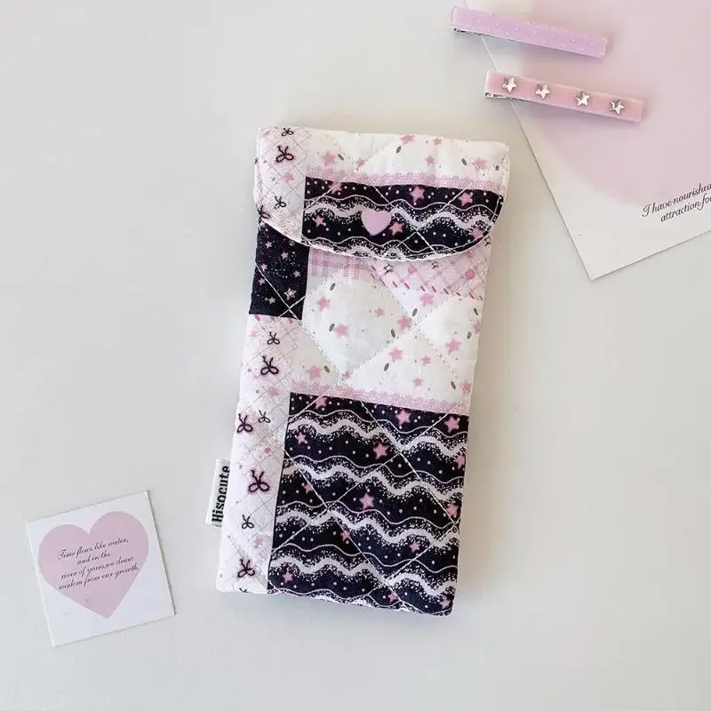 1 pièce trousse à stylos à motif floral et nœud, sac de rangement portable pour lunettes, trousse de maquillage de voyage grande capacité, pour étudiants et jeunes filles, cadeau