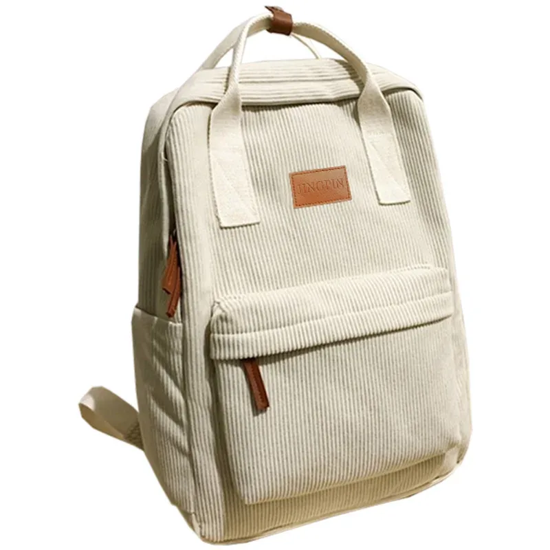 sac à dos élégant en velours côtelé, multicolore, sangle réglable, léger pour un usage quotidien, décontracté, fonctionnel, élégant, simple