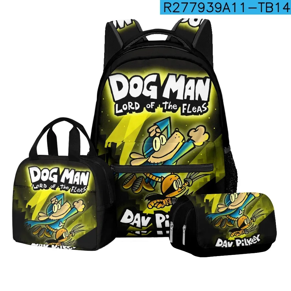 luxe populaire nouveauté dessin animé chien homme 3d imprimé 3 pièces/ensemble étudiant sacs d'école voyage cahier sac à dos sac à déjeuner porte-crayon