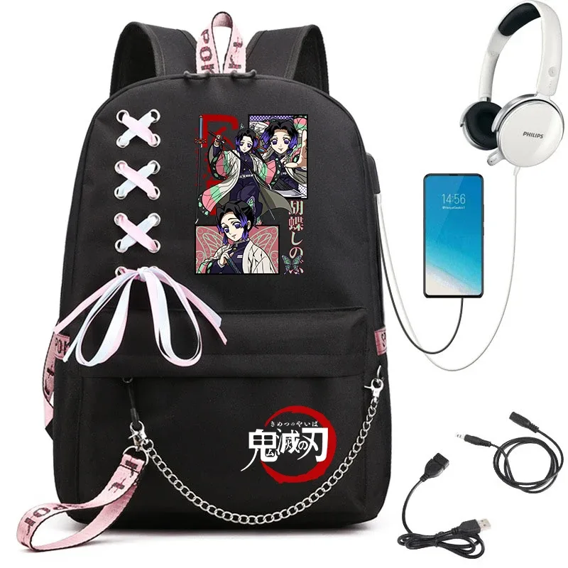 sac à dos imprimé demon slayer anime pour filles, sac à dos d'école décontracté, sac à dos de voyage léger pour adolescents