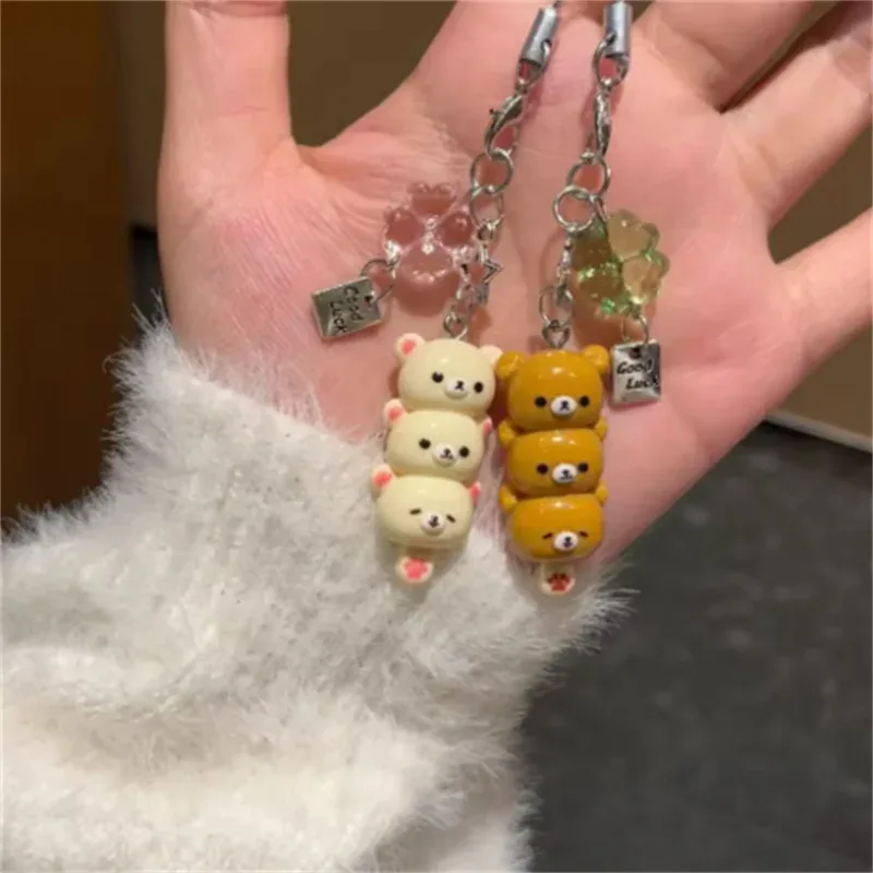 kawaii dessin animé ours mignon fille sac à dos pendentif porte-clés offres spéciales anime téléphone porte-clés iphone 17promax airpods ins corée nouveau y2k