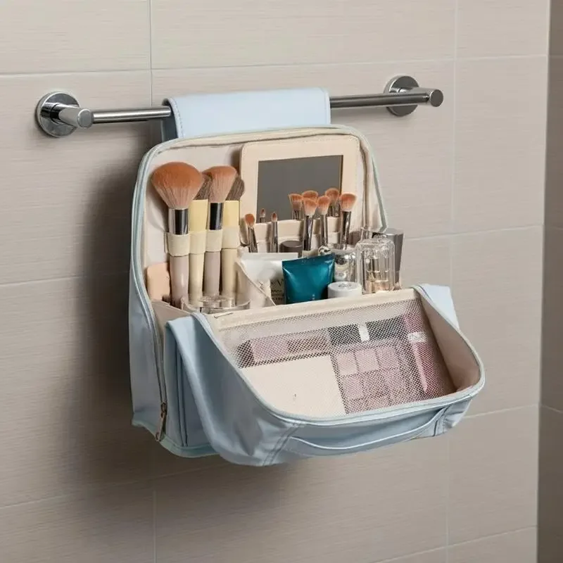 Trousse de toilette verticale grande capacité, sac de voyage étanche pour cosmétiques, organiseur pour femme